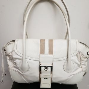 Authentic Prada white leather and nylon bag